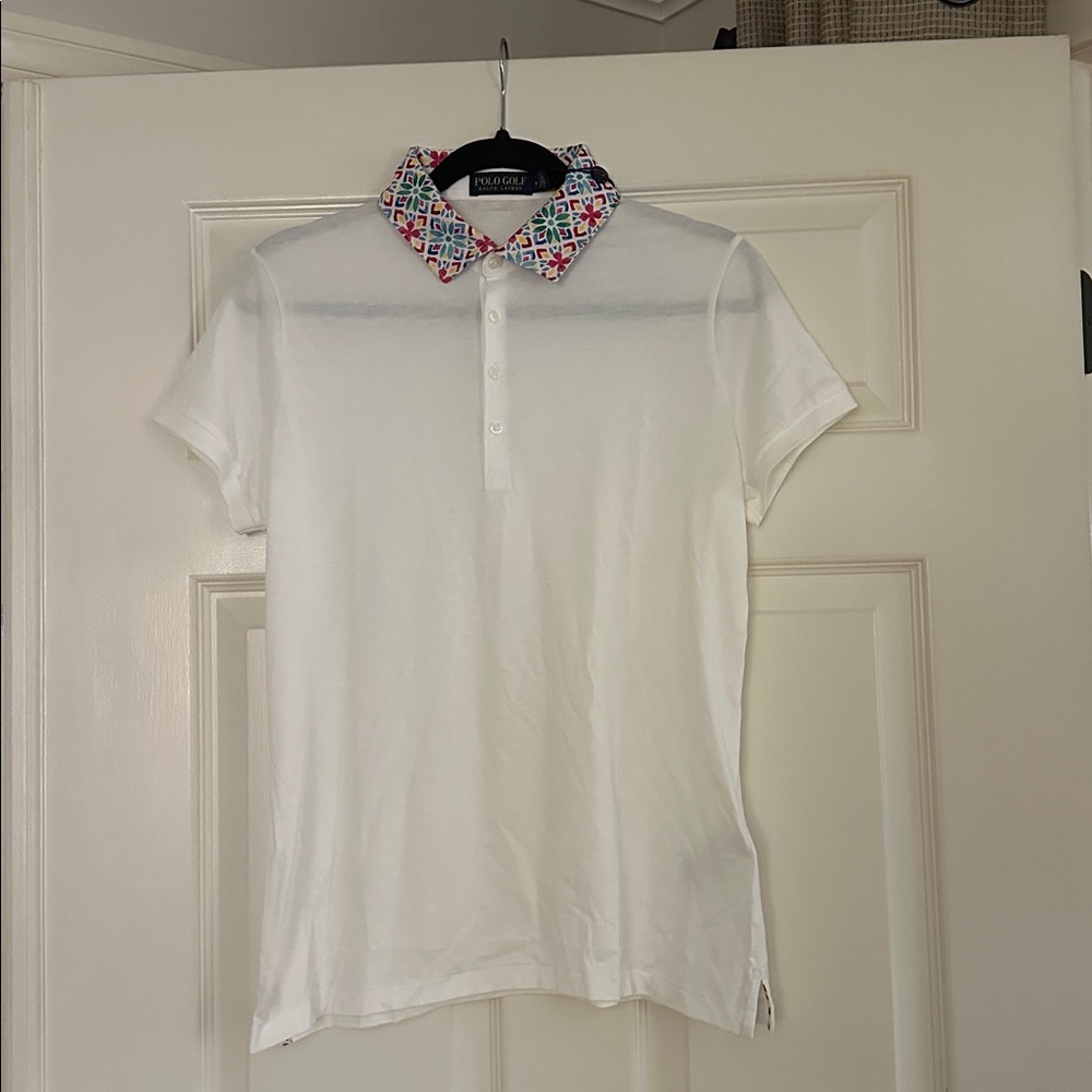 Ralph Lauren brand new White Shirt with Colorful Geometric Collar
